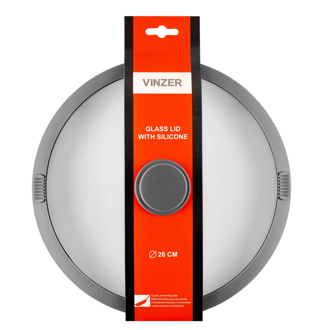 

Крышка VINZER стеклянная с силиконом 26 см