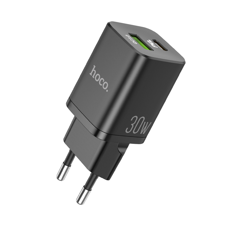 

Сетевое зарядное устройство для телефона с быстрой зарядкой HOCO Bright N13 |1USB/1Type-C QC/PD 30W 3A| Черный