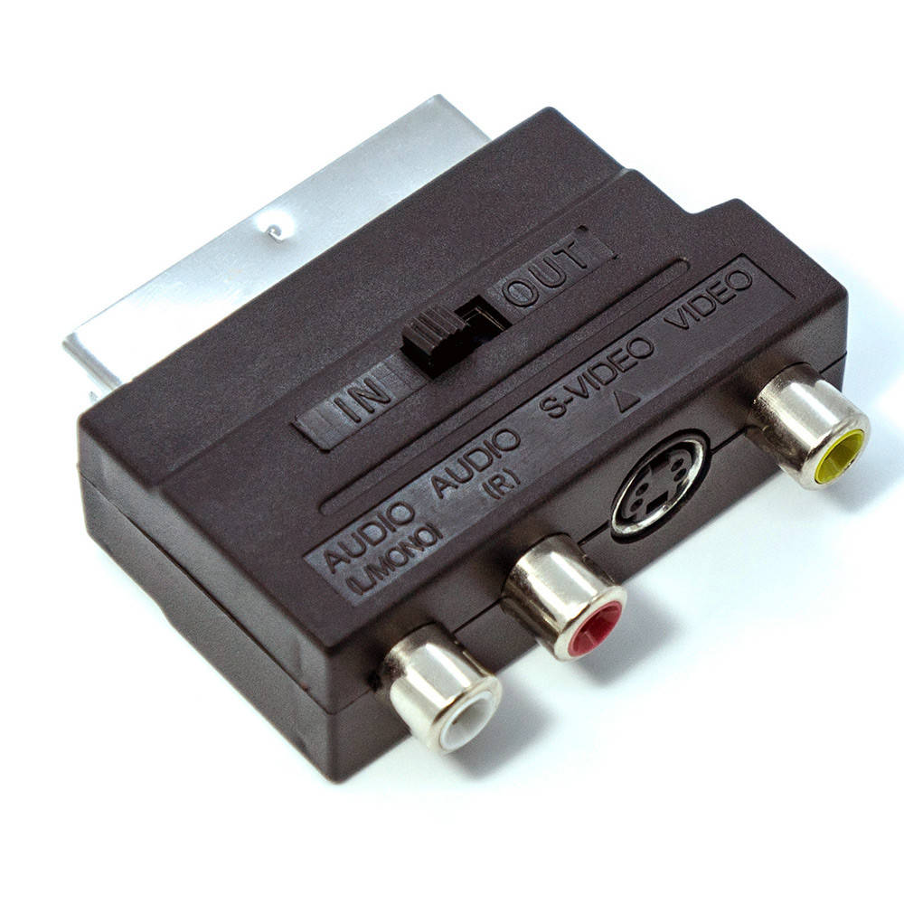 

Переходник аудио-видео, Скарт - 3 гнезда RCA + гнездо S-VHSx4, IN - OUT