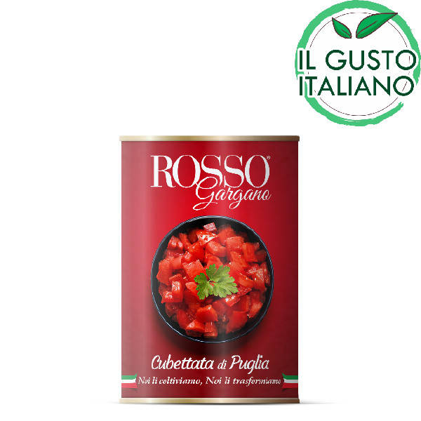 

Rosso Gargano Cubettata Помидоры порезанные на кубики в собственном соку 400 гр