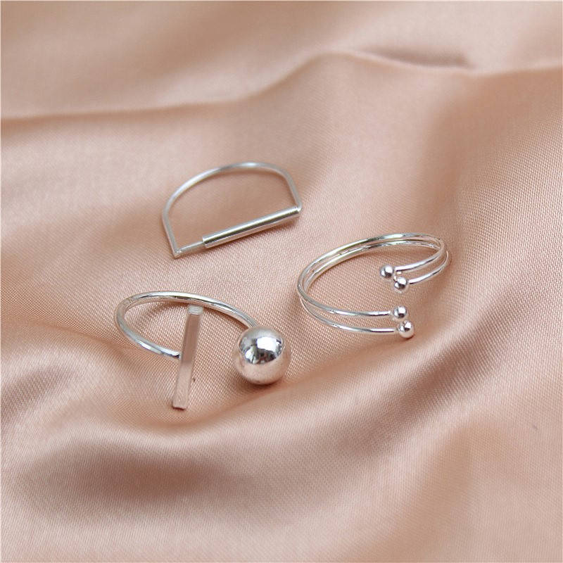 

Стильный набор серебристых минималистичных колец цена за весь набор sale