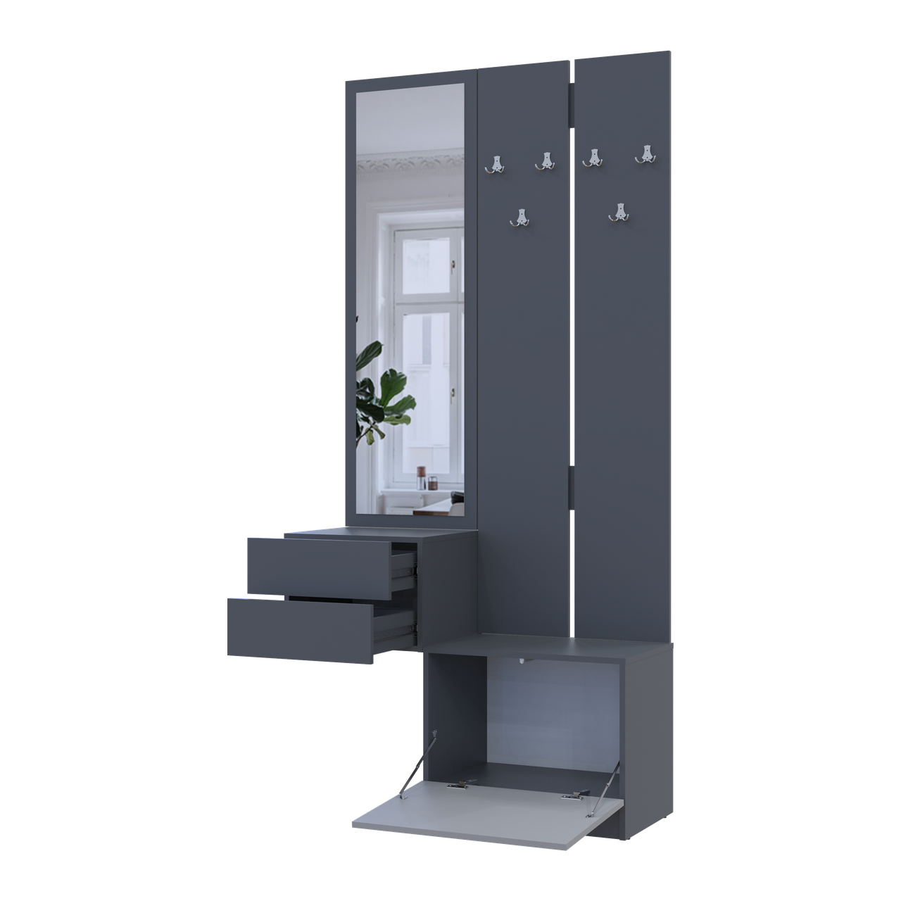 Передпокій Doros Сола 2+3 Doros Графіт/Сірий ДСП 105х40х215 (42005151) 6