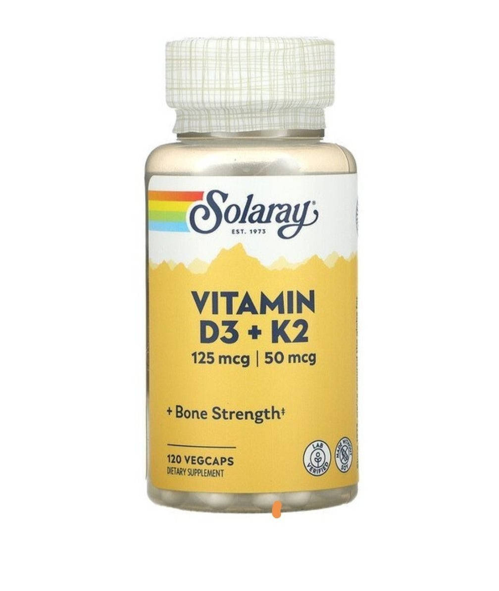 

Витамин Д-3 К2 Solaray Vitamin D3 5000IU + K-2 50 mcg 120 капсул