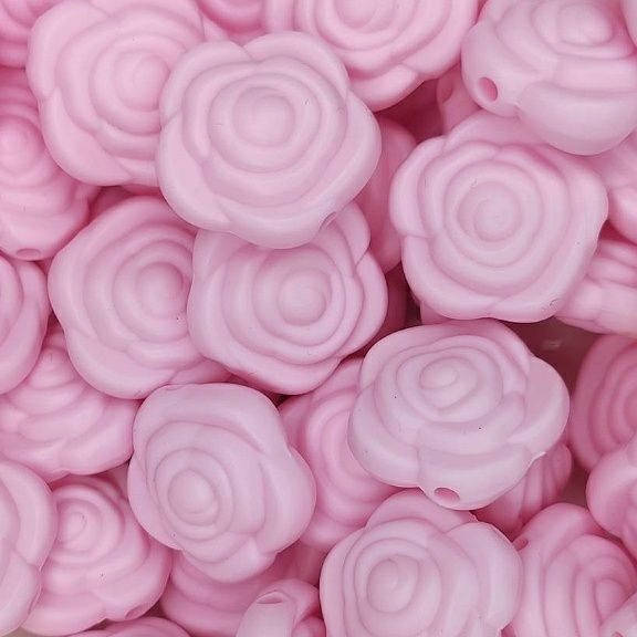 

Роза малая бусина силиконовая Розовый baby pink