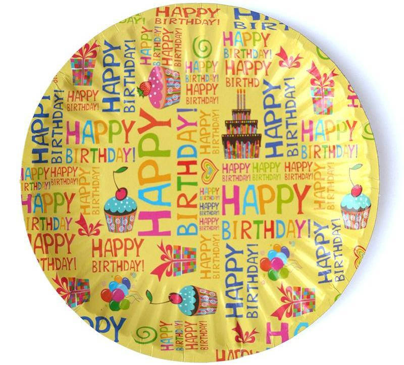 

Тарелки бумажные детские одноразовые "Happy Birthday", 18см