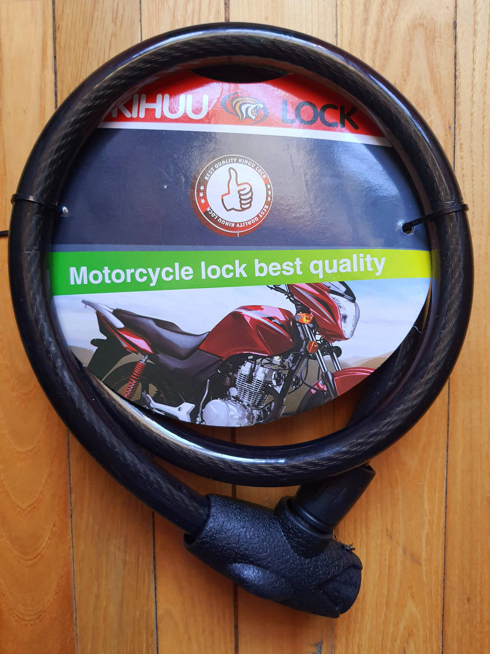 

Замок противоугонный усиленный "KIHUU LOCK"18х1200см. Для мотоцикла, велосипеда, скутера, самоката.