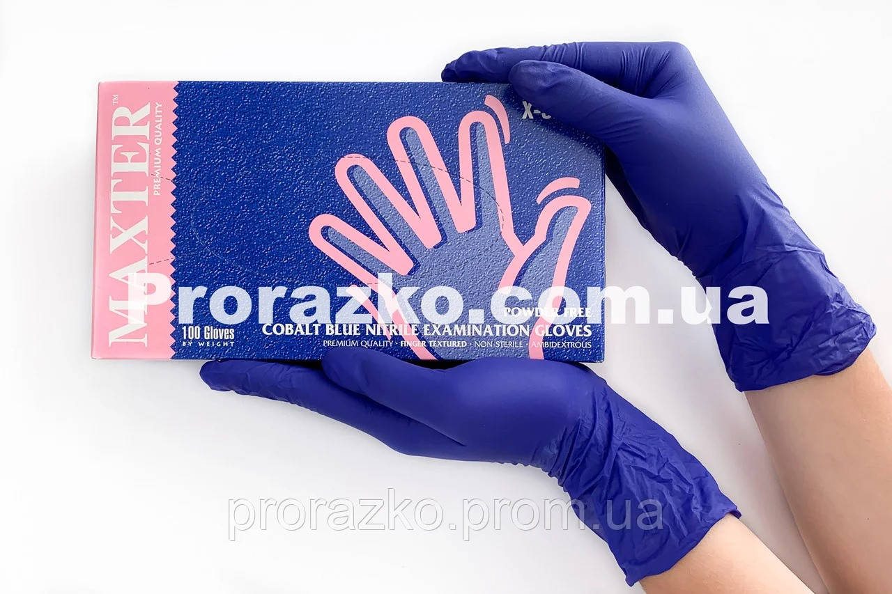 

Нитриловые перчатки MAXTER COBALT BLUE  (9-10), синие, 100 шт, Синий