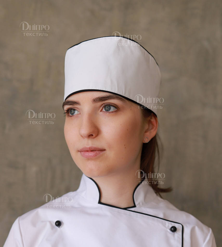

Колпак для повара. Белая таблетка с кантом, Белый