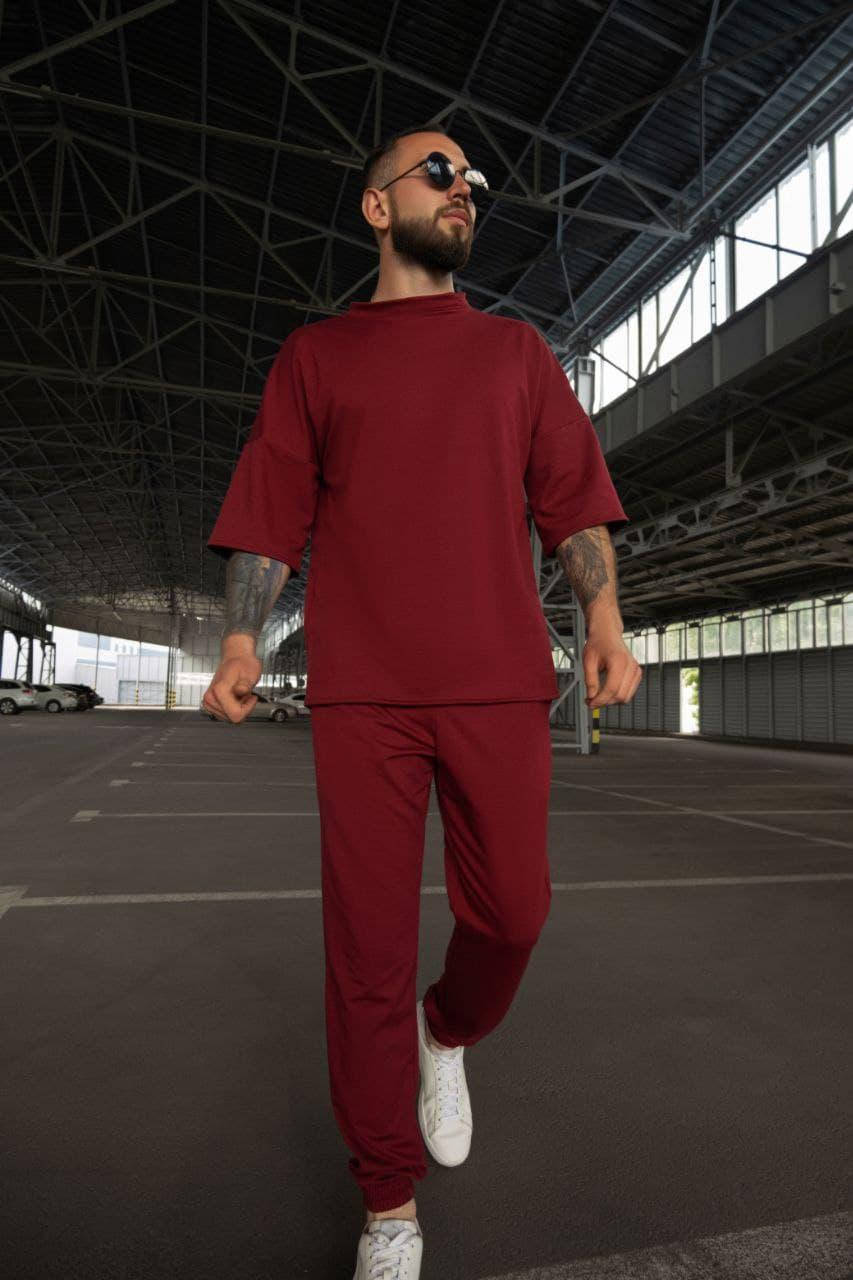 

Літній костюм чоловічий оверсайз DarkSide Bordo XL, Бордовый