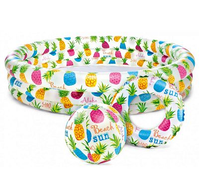 

Детский бассейн с мячом и кругом Intex «Ананас» 132*28 см, Разные цвета