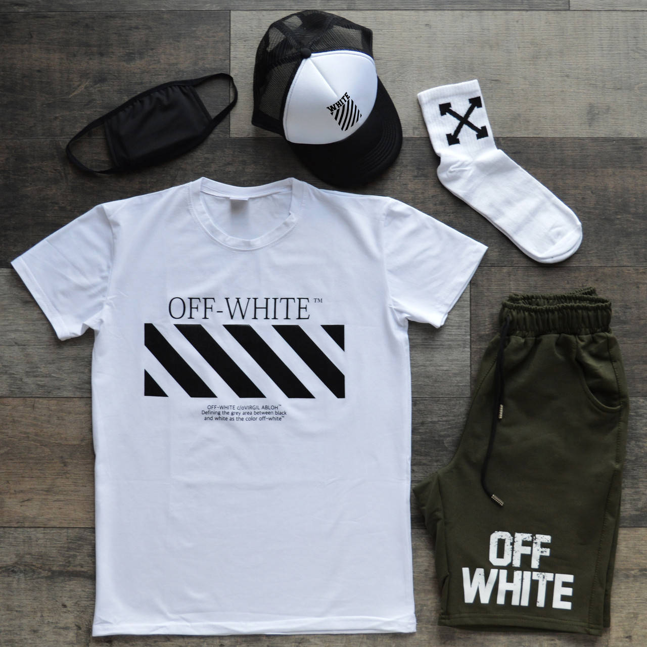 

Мужской комплект футболка шорты Off White S