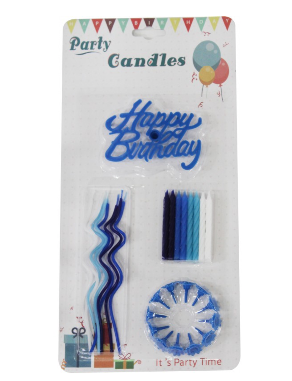 

Свечи для торта Синий комплект Happy Birthday