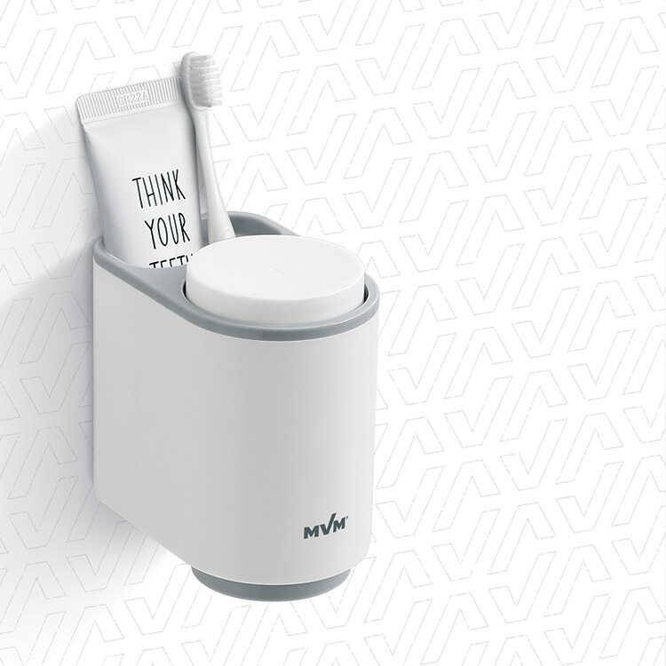 

Держатель для зубных щеток с двумя стаканами MVM ВР-20 настенный белый/серый