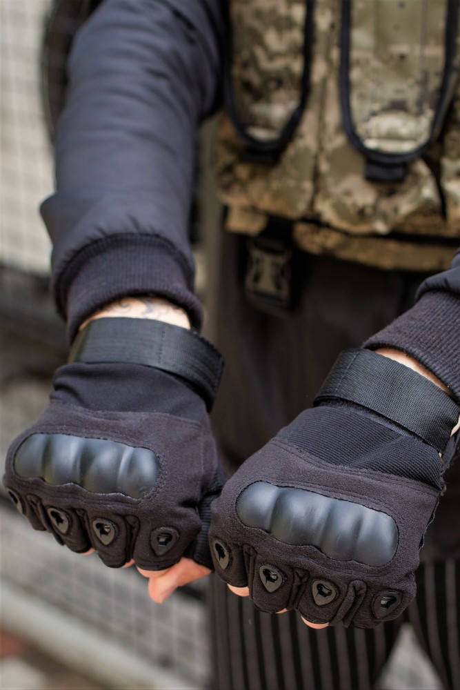 

Военные тактические черные перчатки Without Finger