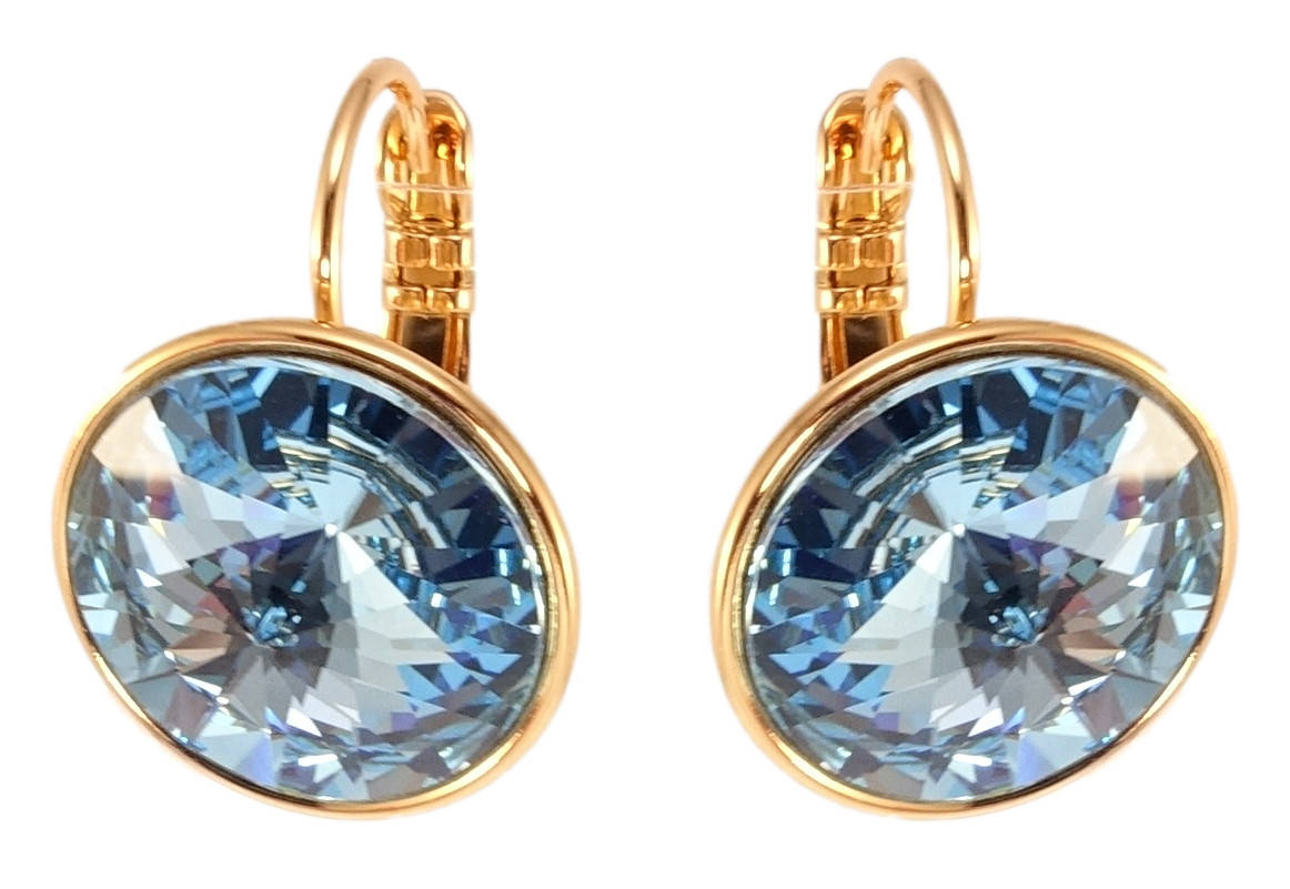 

Серьги ХР Позолота 18K с кр-ми Swarovski французский замок "Кристалл Aquamarine на дужке ø 16мм"