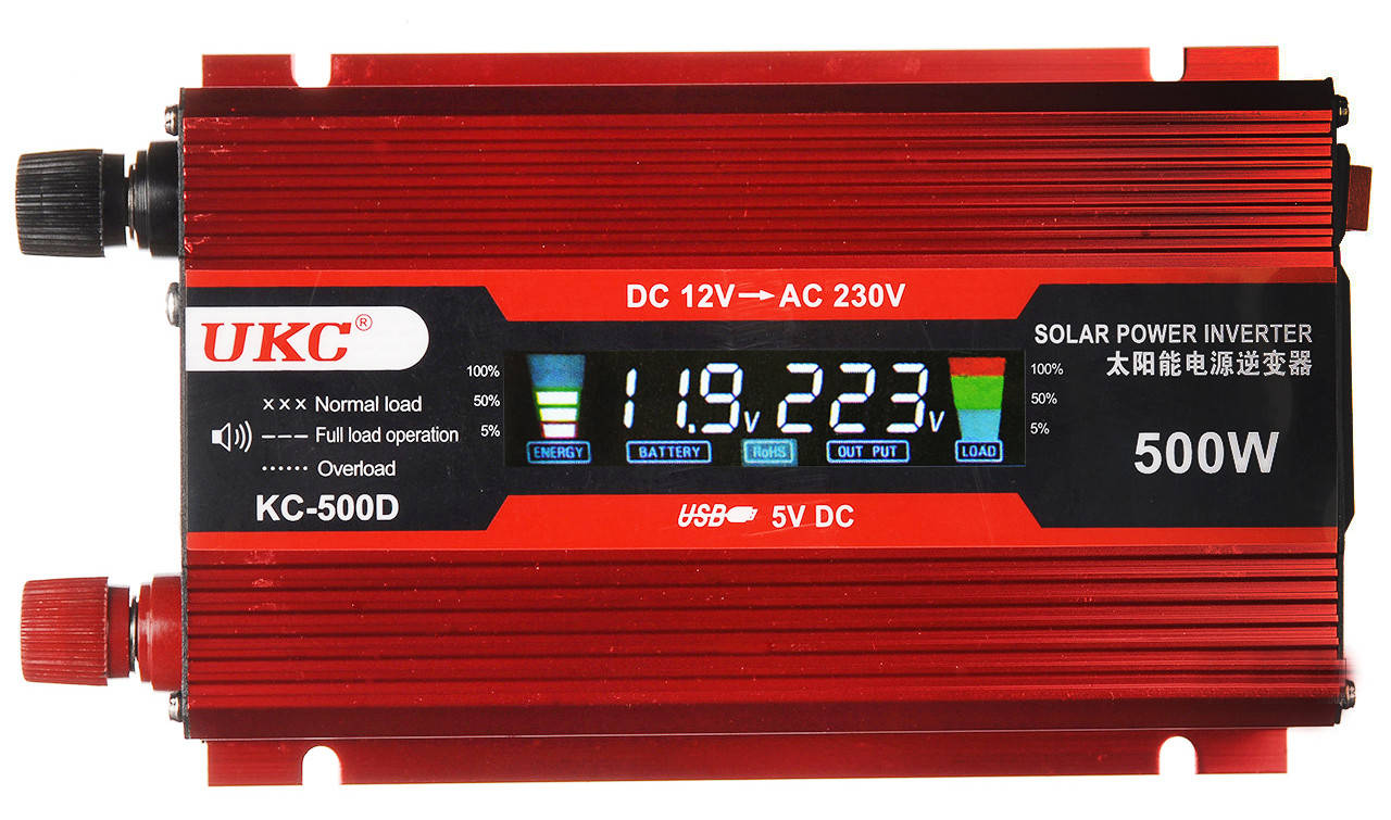 

Преобразователь UKC авто инвертор 12V-220V 500W LCD KC-500D + USB Red (3738) GL