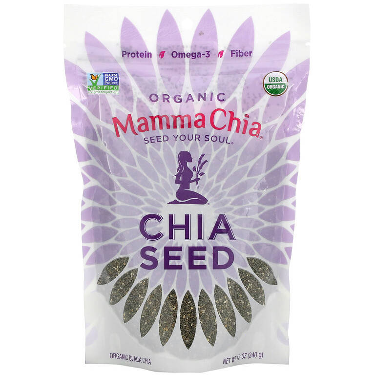 

Черные семена чиа Mamma Chia "Organic Black Chia Seed" с протеином, клетчаткой и омега-3 (340 г)