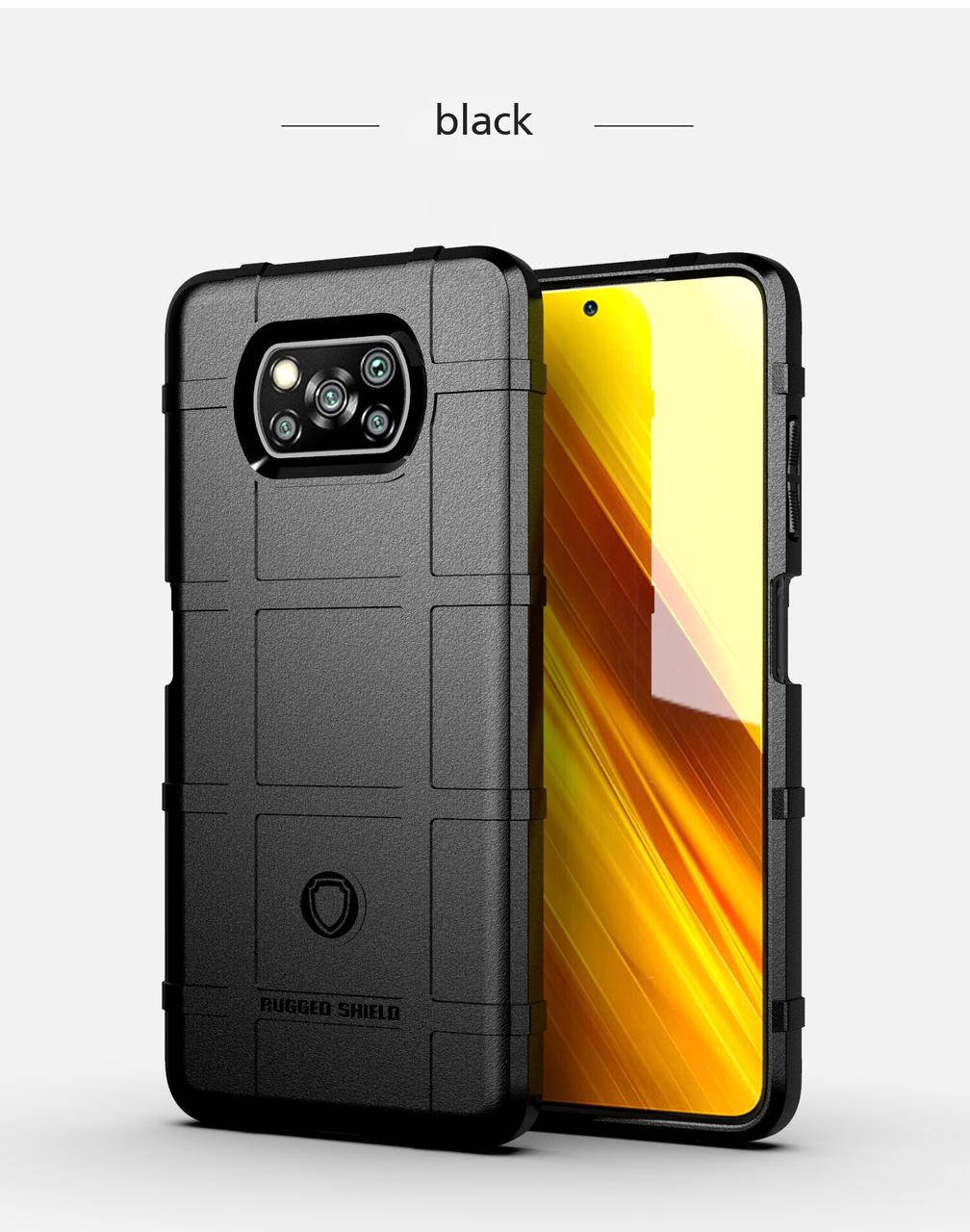 

Противоударный чехол бампер Rugged Shield для Poco X3 NFC черный резиновый