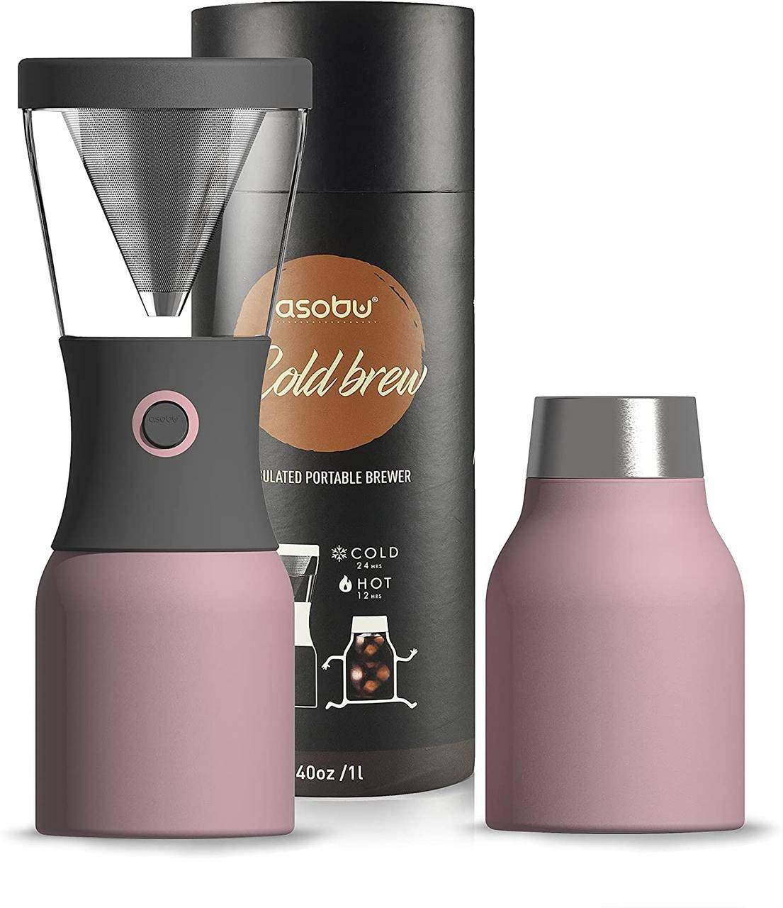 

Набор Asobu Cold Brew для заваривания холодного кофе, 1 л, с термосом Рожевий
