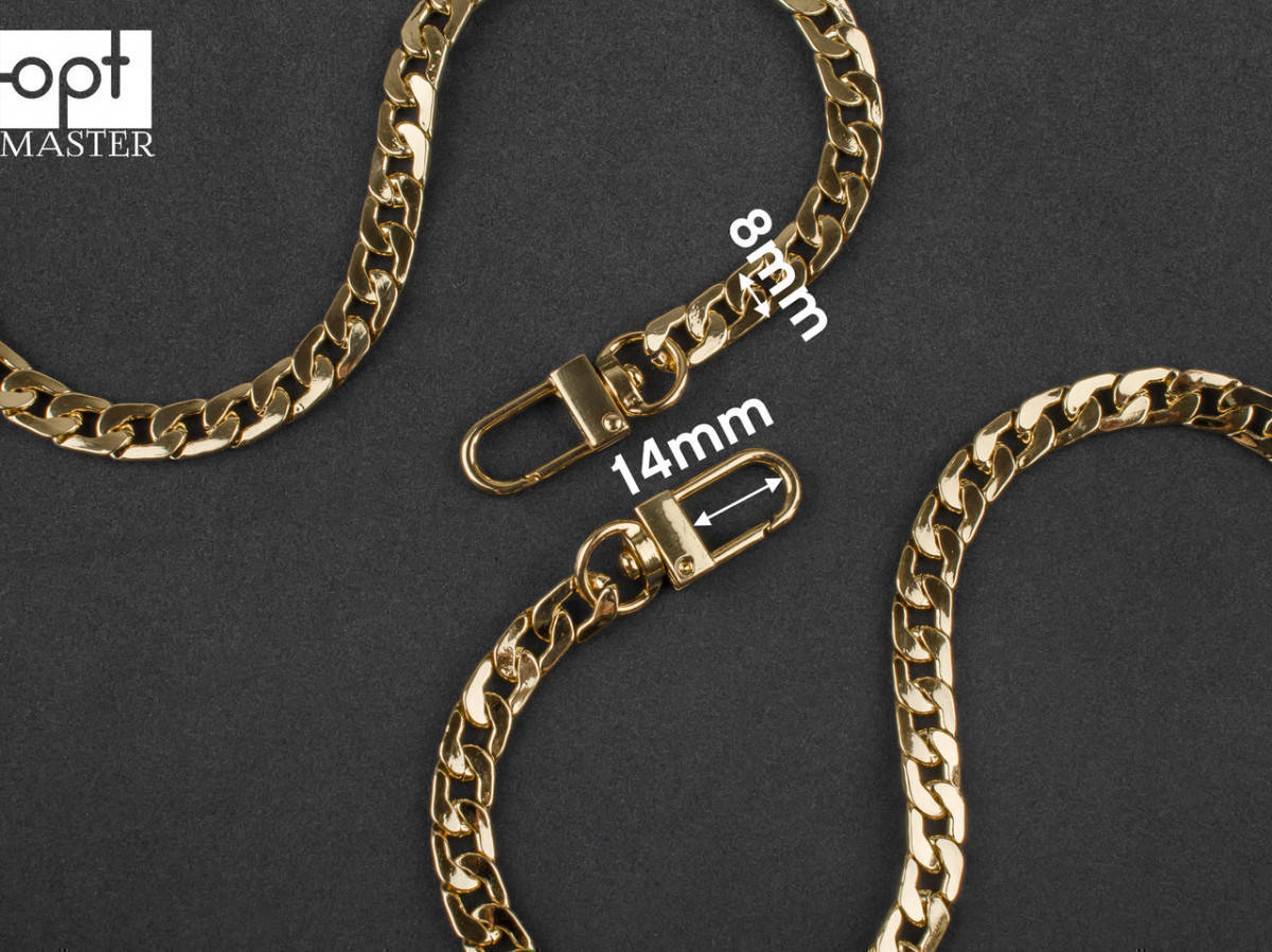 

Цепочка (ручка) для сумки клатча с карабином 65-316 золото, 120 см