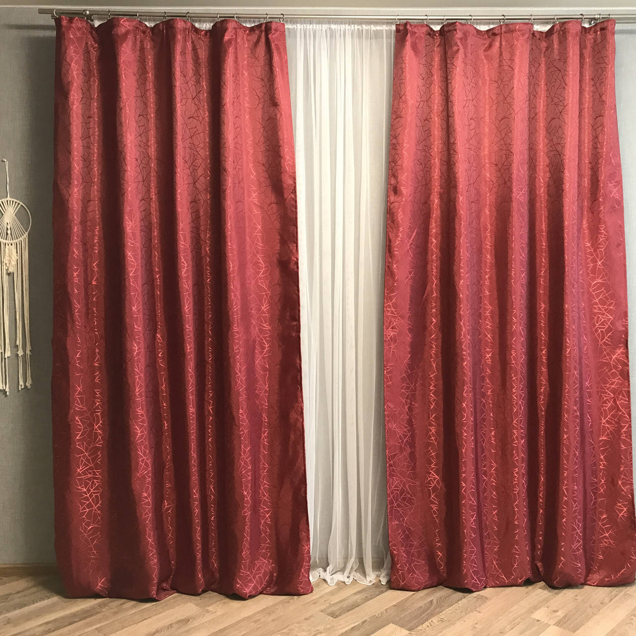 

Готовые шторы с принтом 150x270 cm (2 шт) ALBO Бордовые (SH-C17-20), Бордовый