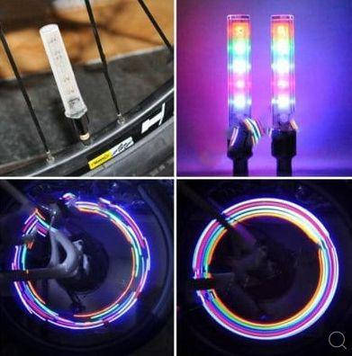 

Подсветка велосипедного колпачка на нипель 5 LED 10см вело мигалка . Комплект 2 шт.