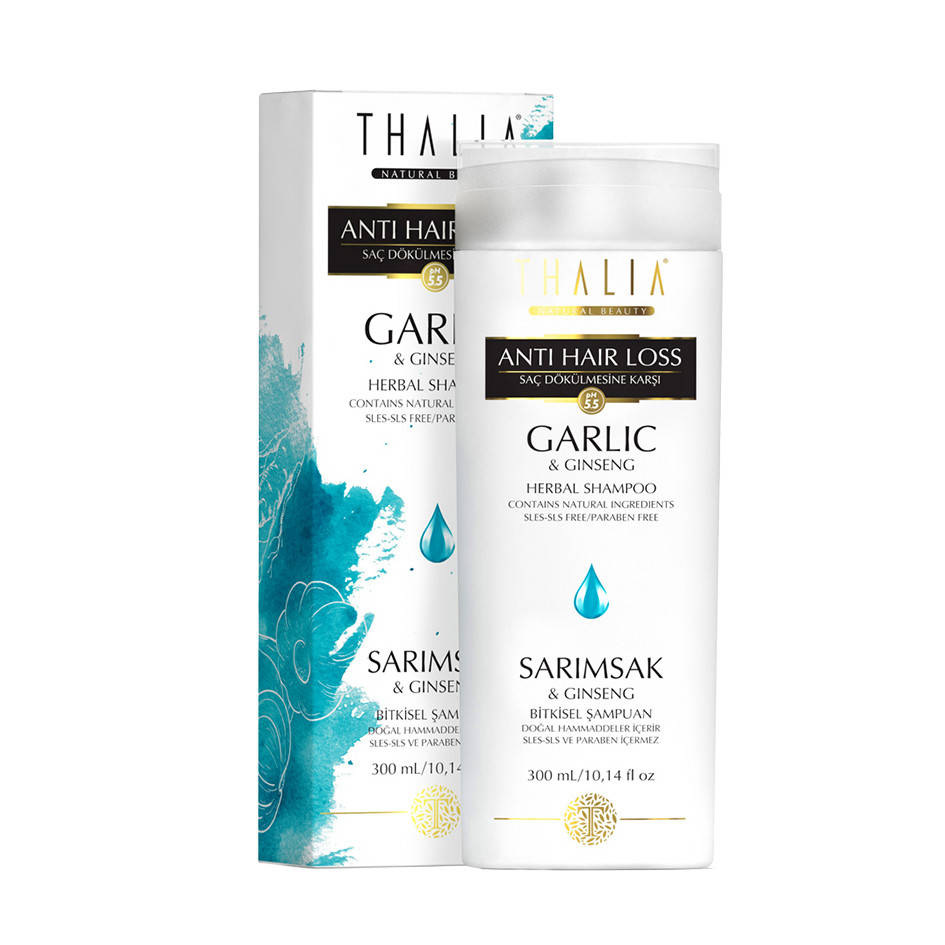 

Безсульфатный шампунь против выпадения волос с чесноком и женьшенем THALIA, 300 мл