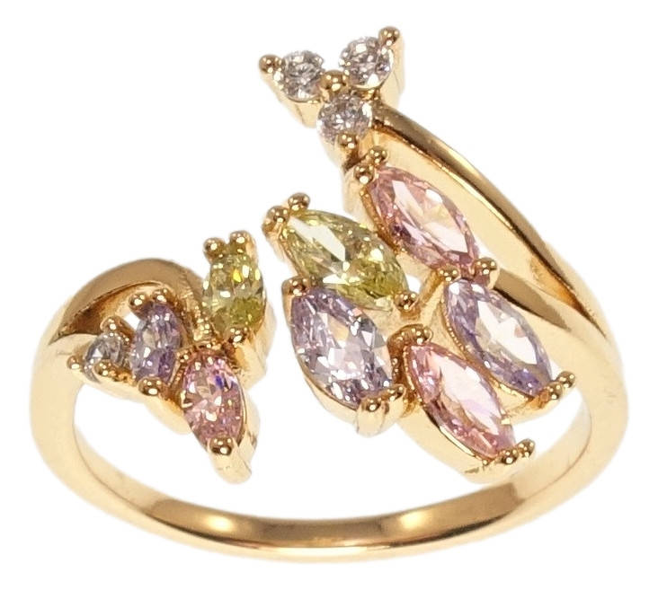 

Кольцо Xuping Позолота 18K "Флористический орнамент из разноцветного циркония" р.16-17