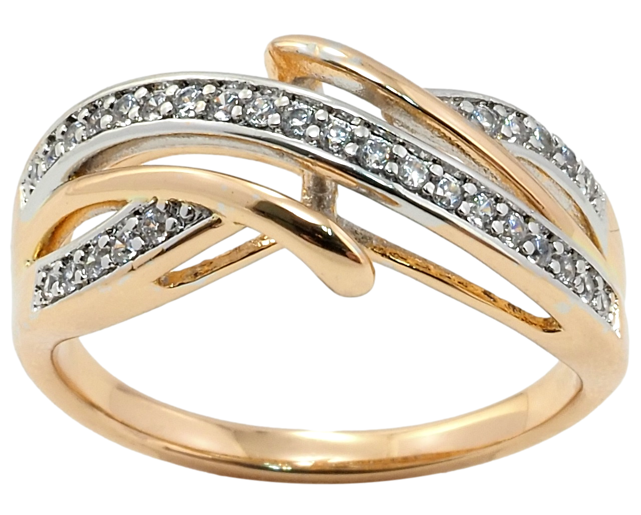 

Кольцо Xuping Позолота 18K + Родий "Декоративный орнамент с цирконием" р.16,17,18,18.5