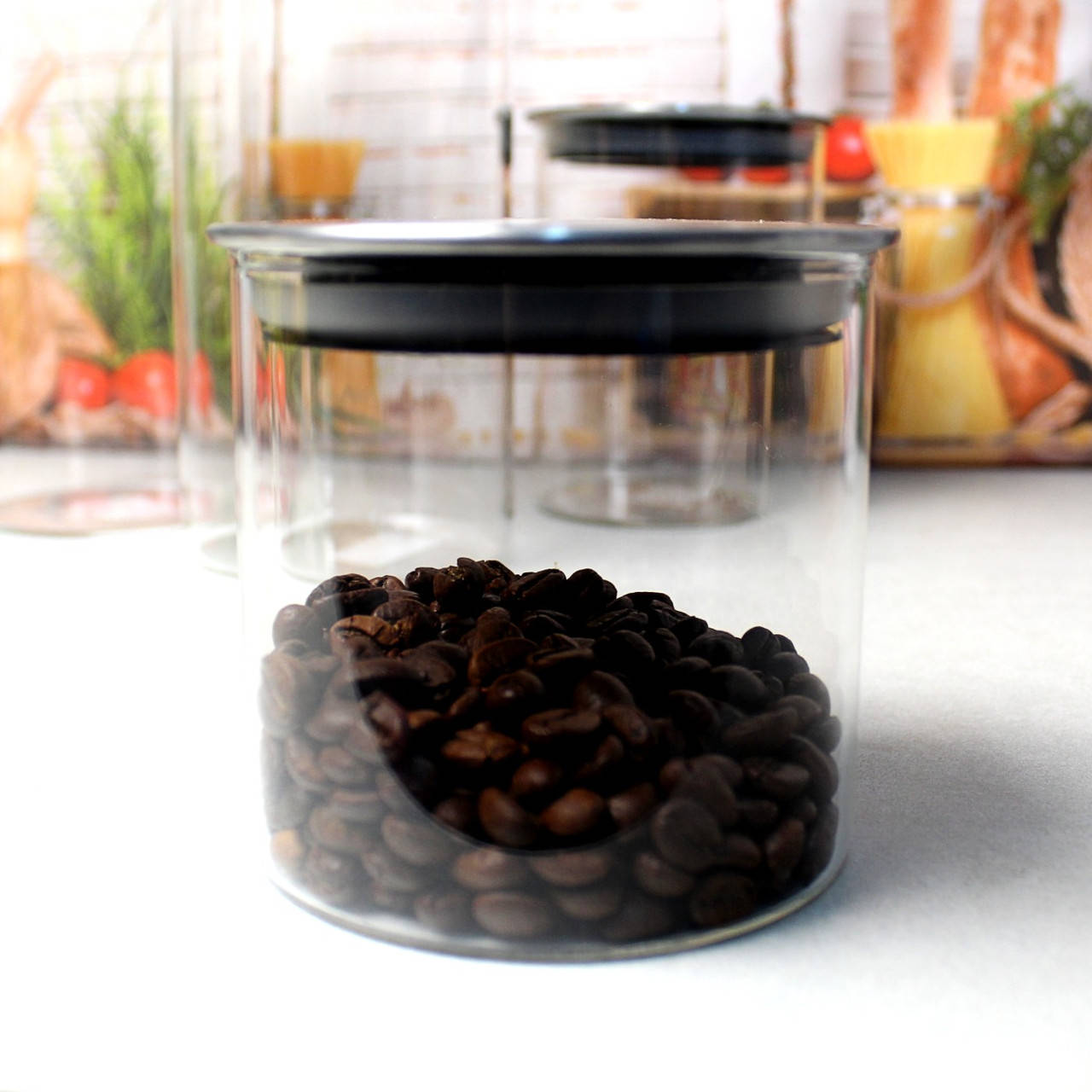 

Стеклянная круглая банка с металлической крышкой 500мл, Прозрачный