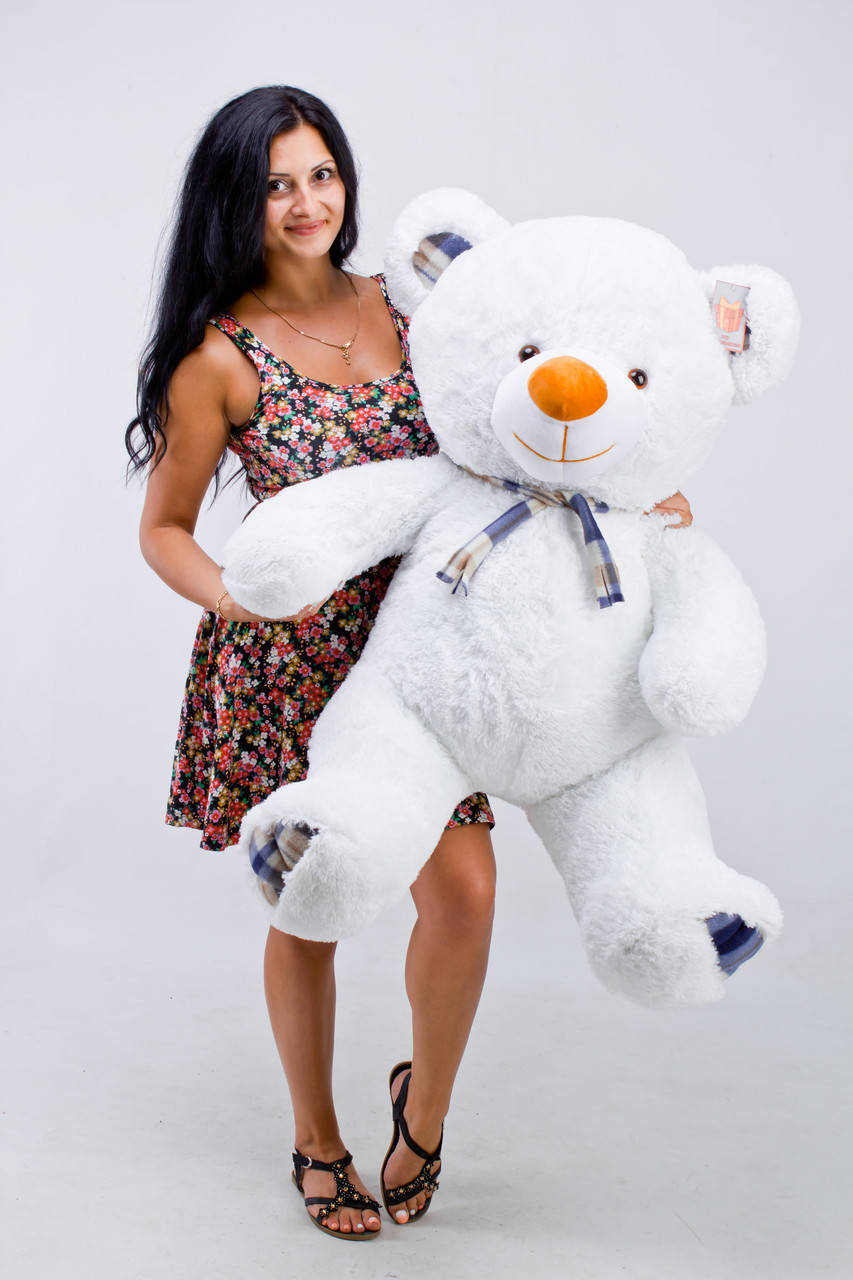 

Плюшевый мишка Клетка 130 см белый