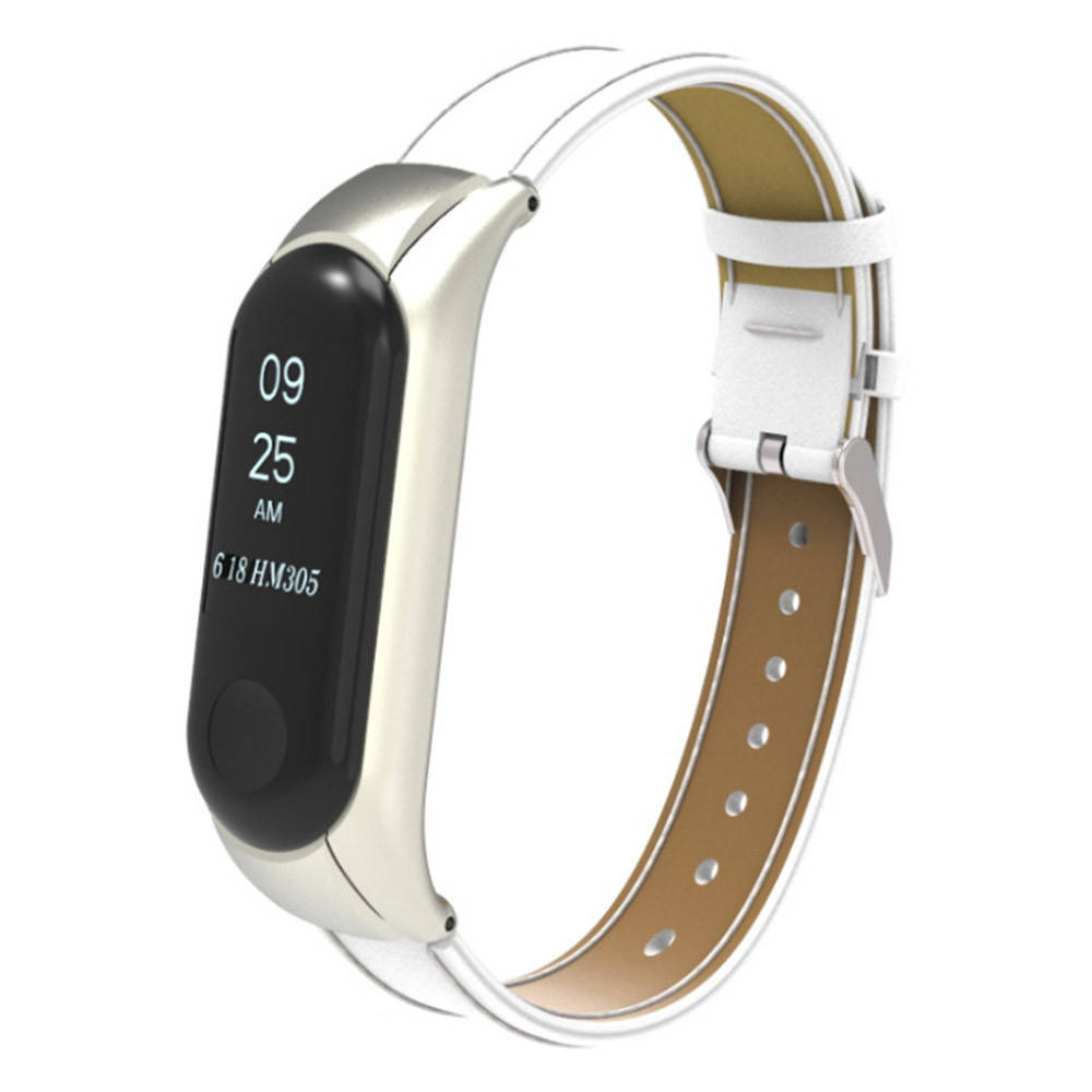 

Ремешок Leather для браслета Xiaomi Mi Band 3 / Mi Band 4 белый