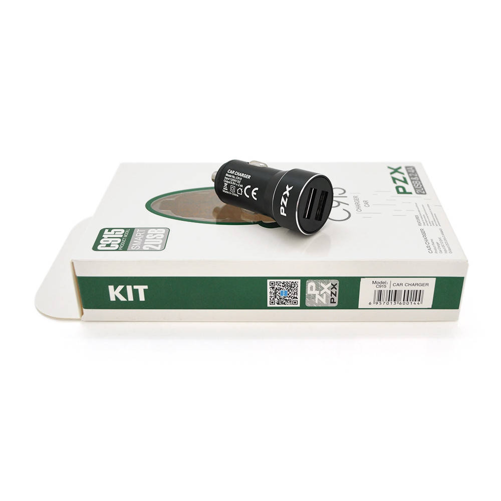 

АЗУ PZX C915, 2xUSB, 2.4A, Black, Blister-box