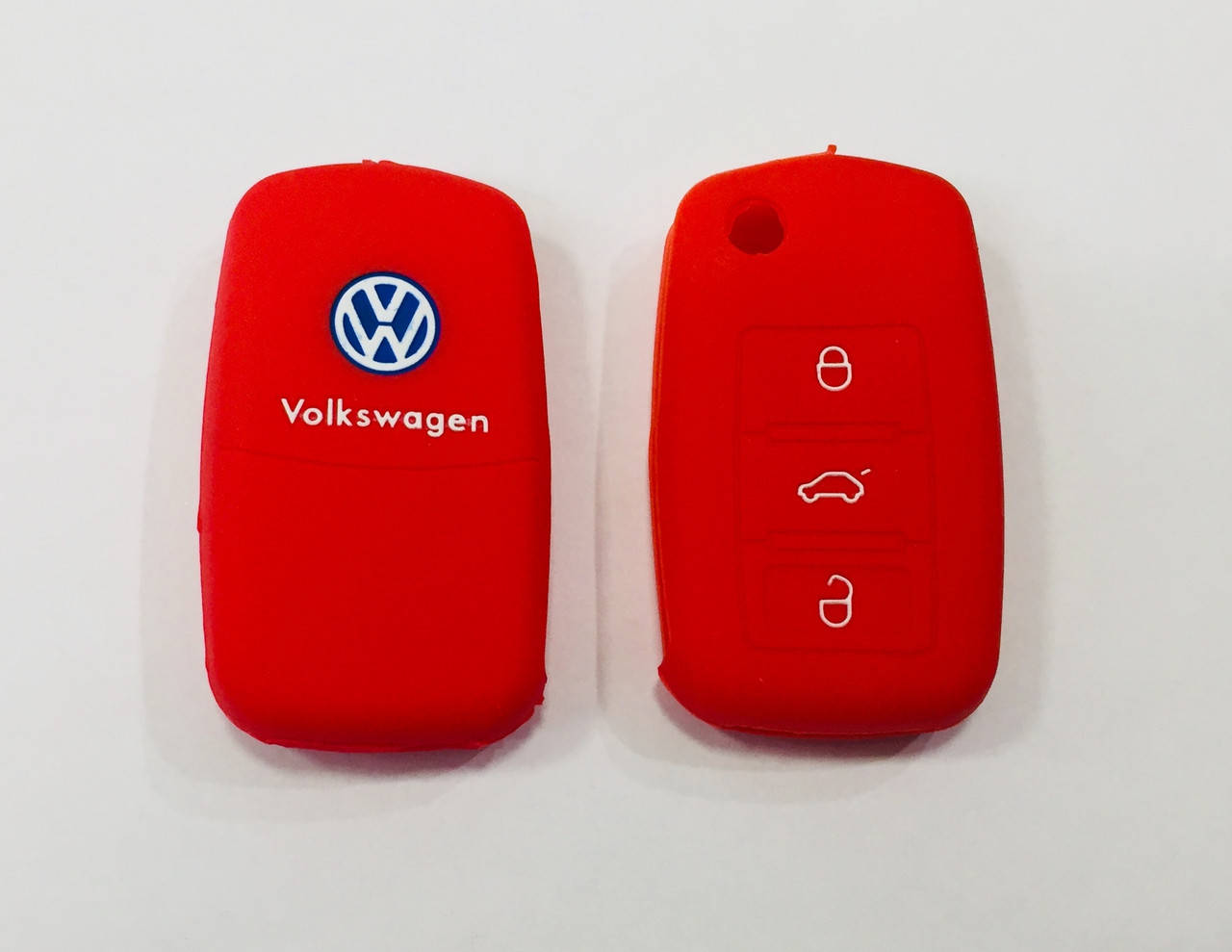 

Силиконовый чехол на ключ 3 кнопки Volkswagen красный, Черный