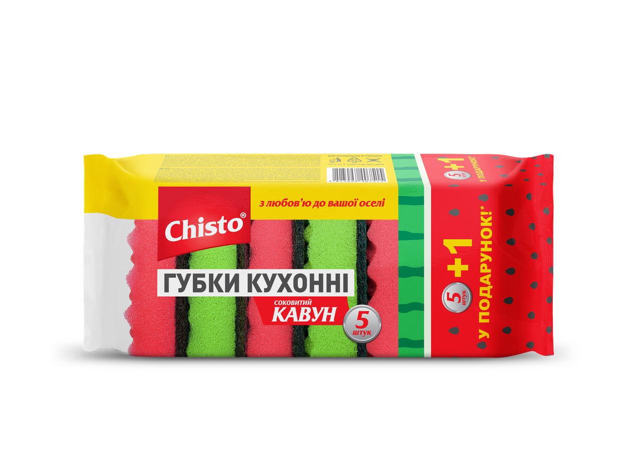 

Губка кухонна 5+1шт Кавун Chisto