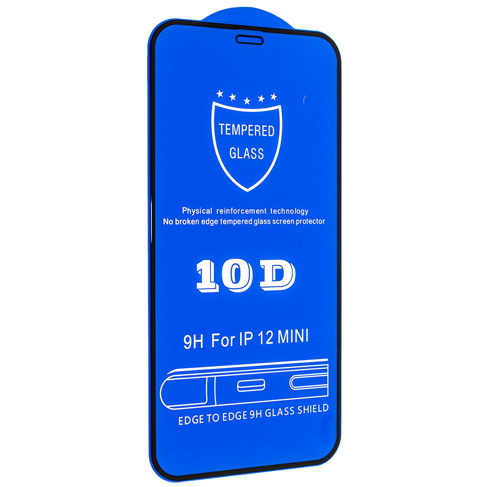 

Cтекло 10D для iPhone 12 Mini - защитное, black, Прозрачный