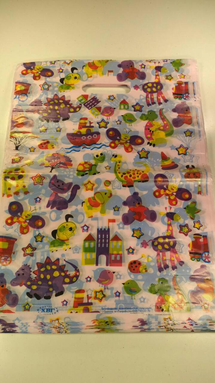 

Пакет Банан Полиэтиленовый с Прорезной Ручкой(28*42)Детские"ХВГ(50 шт)Вырубной Подарочный Разноцветный