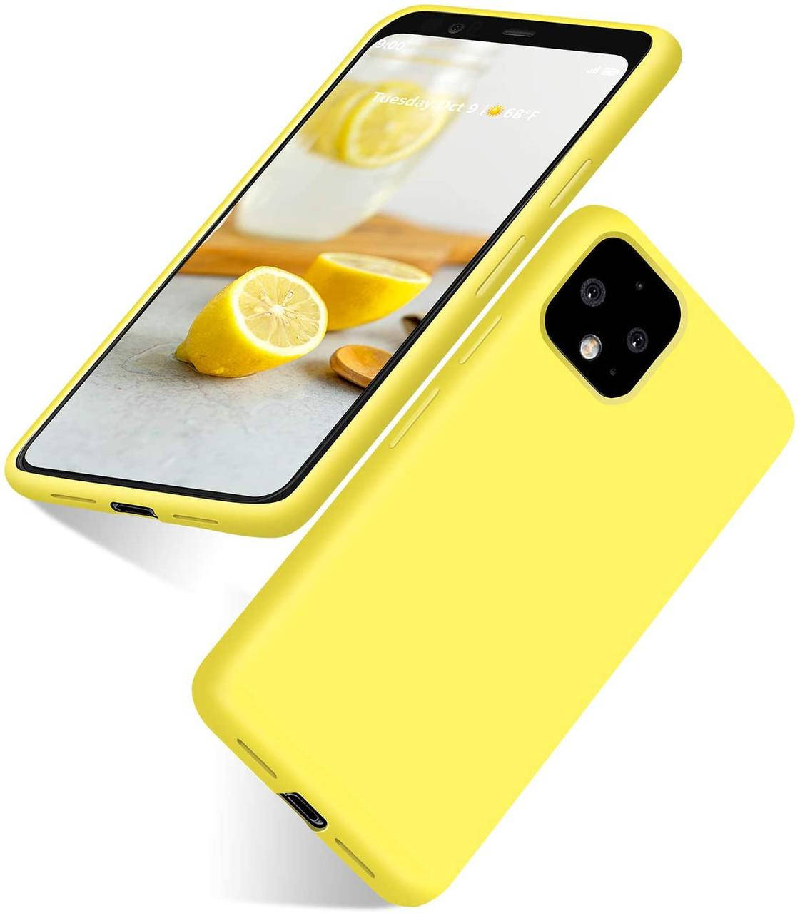

Силиконовый чехол бампер с микрофиброй для Google Pixel 4 желтый софт тач