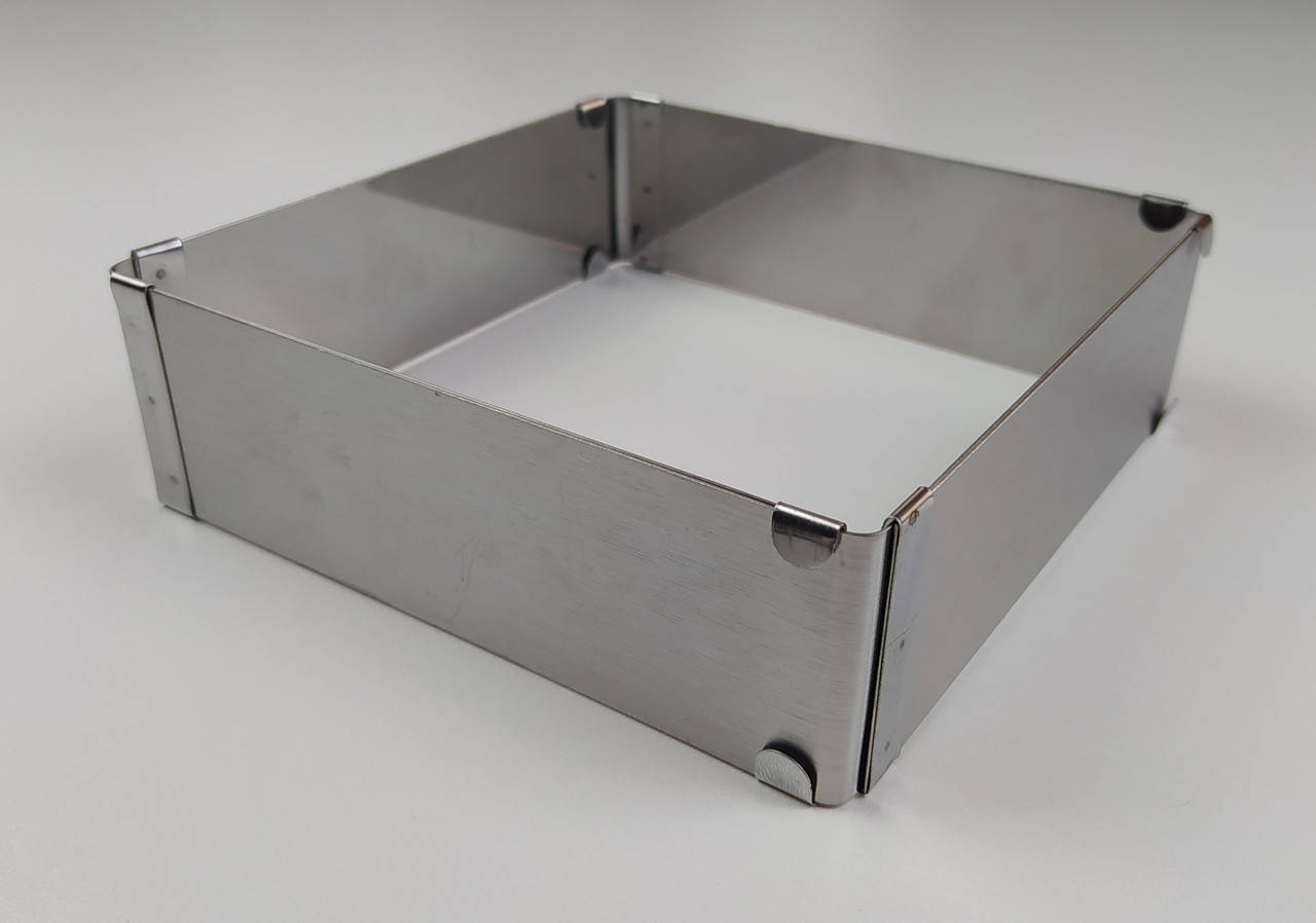 

Кондитерская раздвижная форма для выпечки квадратная нержавеющая сталь 16см*16см, В - 5см.