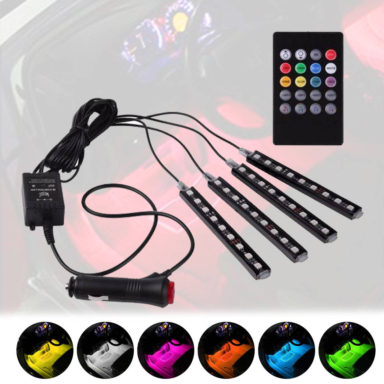 

Дополнительная светодиодная многоцветная подсветка салона автомобиля Car light RGB влагозащищенная SPG