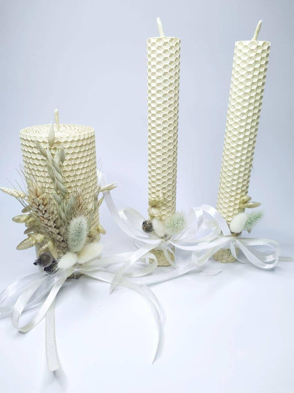 

Набор свадебных свечей с вощины Семейный очаг