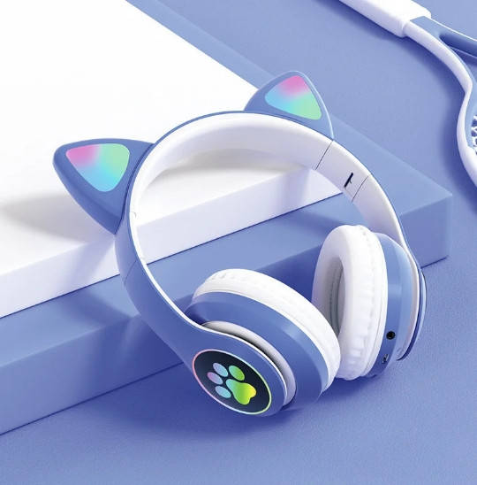 

Беспроводные наушники с ушками Cat Ear VZV-23M LED подсветка Bluetooth (Синий)