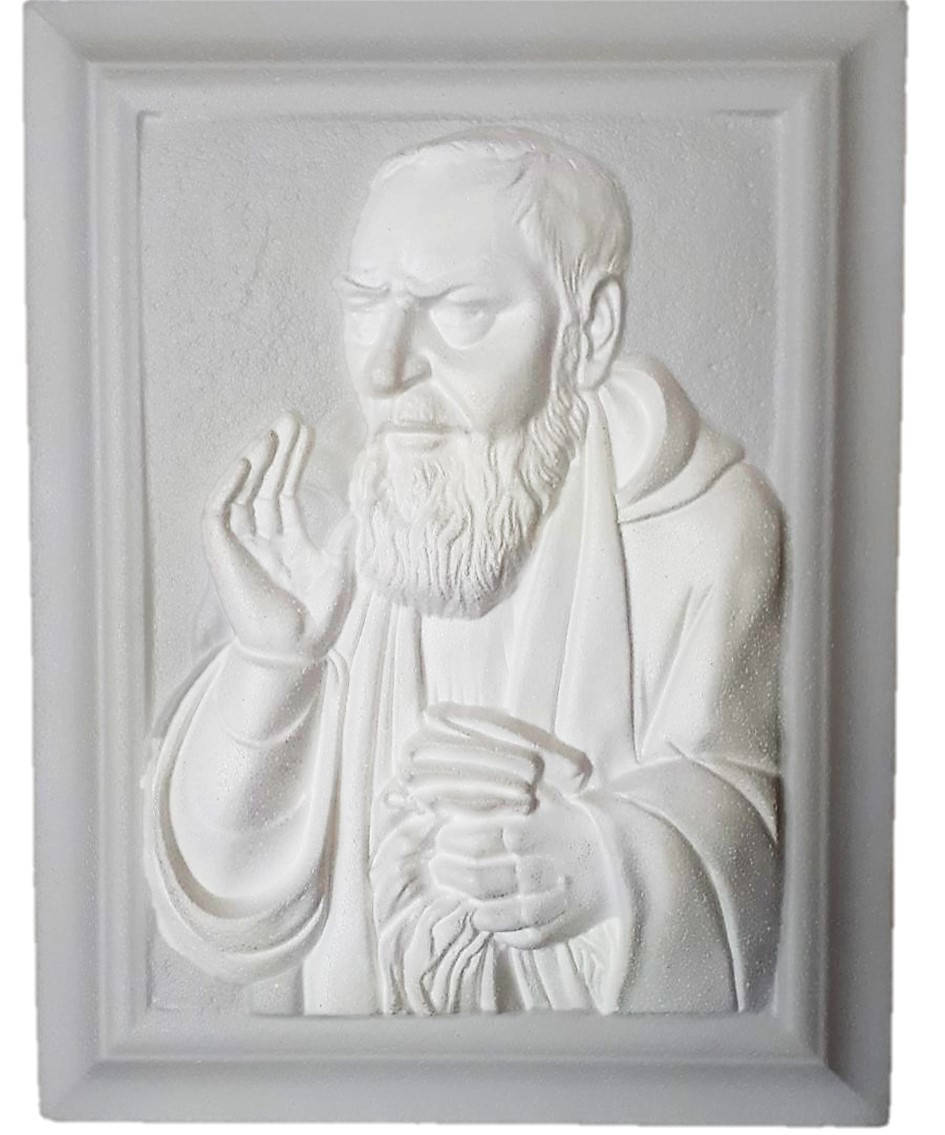 

Объемная картина - Барельеф монаха "PADRE PIO"., Белый