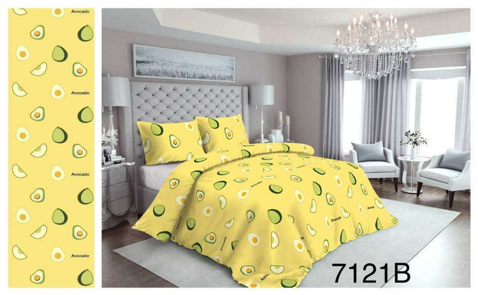 

Двуспальное постельное белье Gold "Авокадо на жолтом"