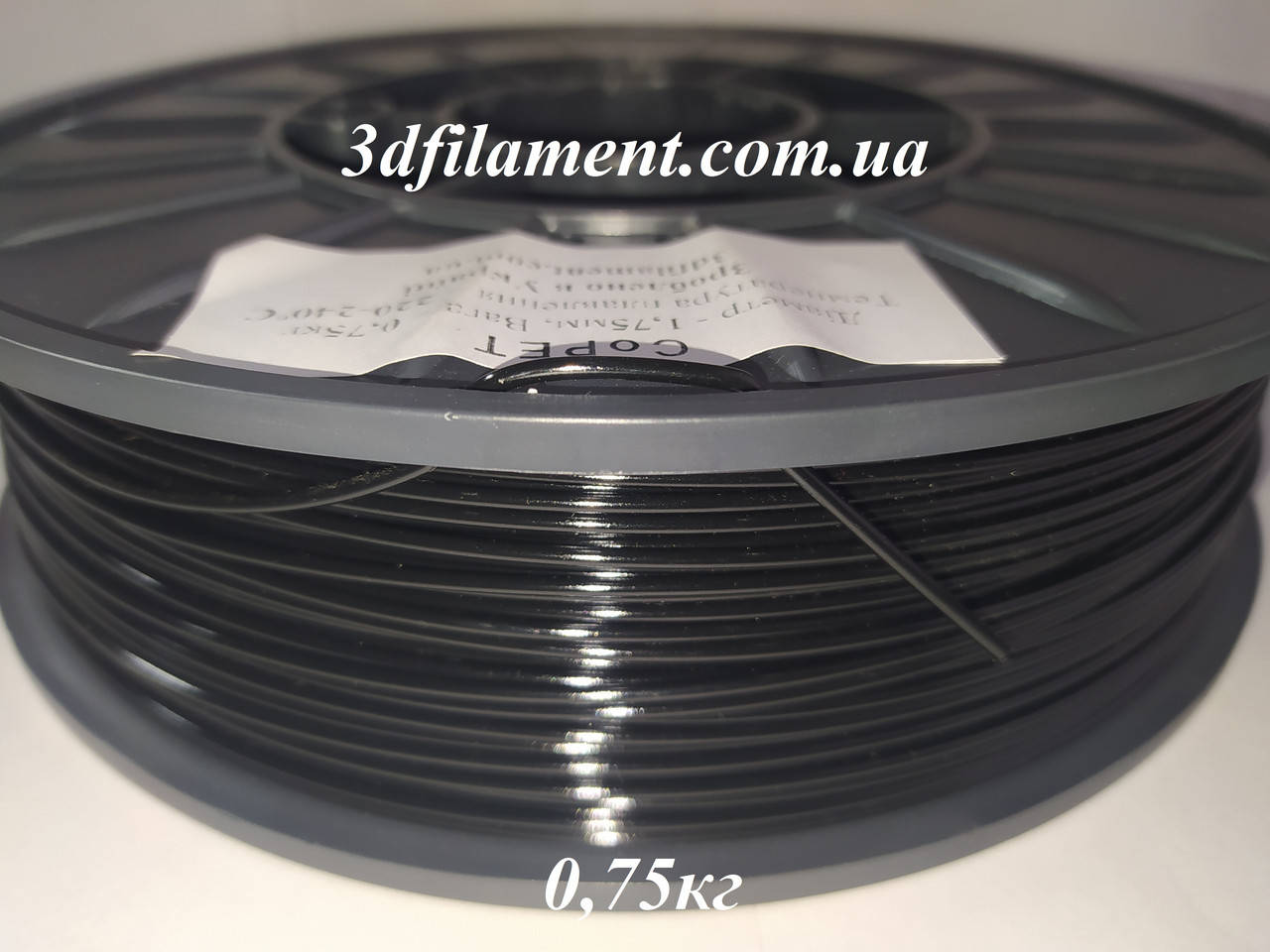 

Пластик PetG (Copet) чорний 1,75mm 0,75кг