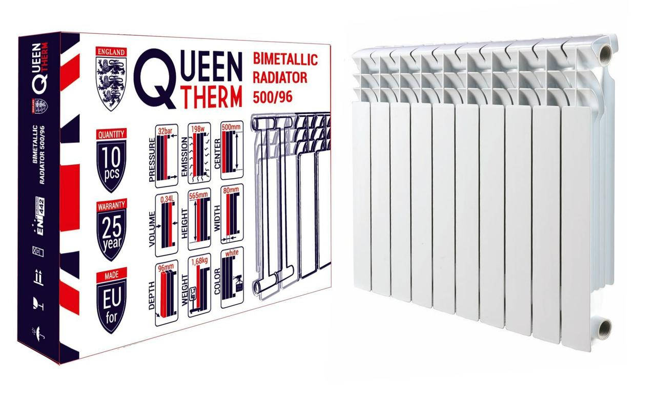 

Радиатор биметаллический секционный QUEEN THERM 500/96 (кратно 10), Белый