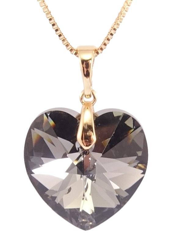 

Кулон Xuping 18K с кр-ми Swarovski на цепочке "Сердце кристалл Graphite" дл. 43-48см х 1мм