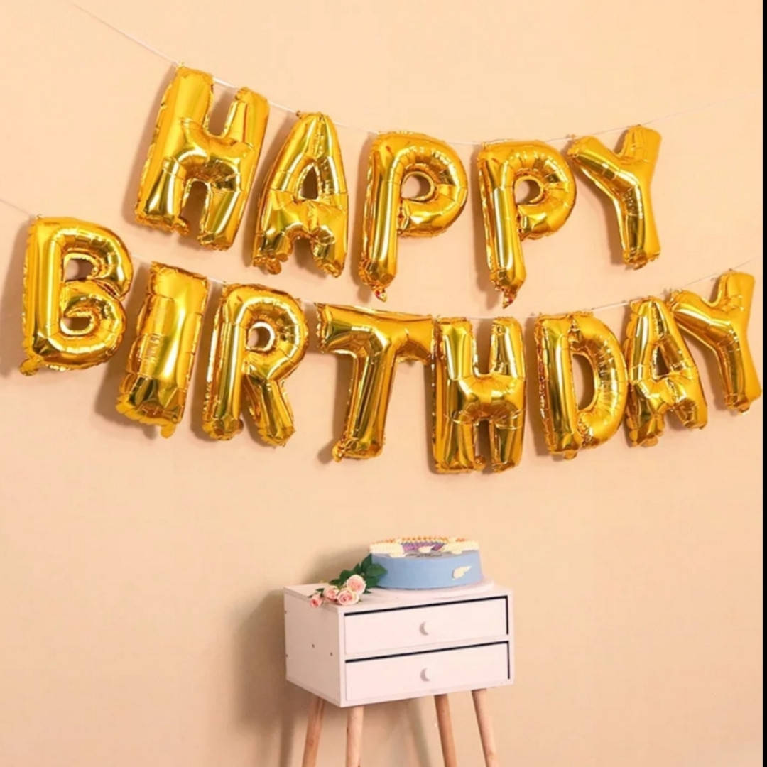 

Шар буквы Happy Birthday золотые 40см