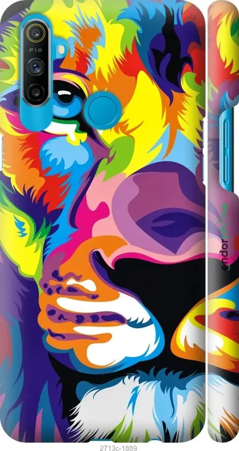 

Чехол на Realme C3 Разноцветный лев "2713c-1889-18101", Желтый