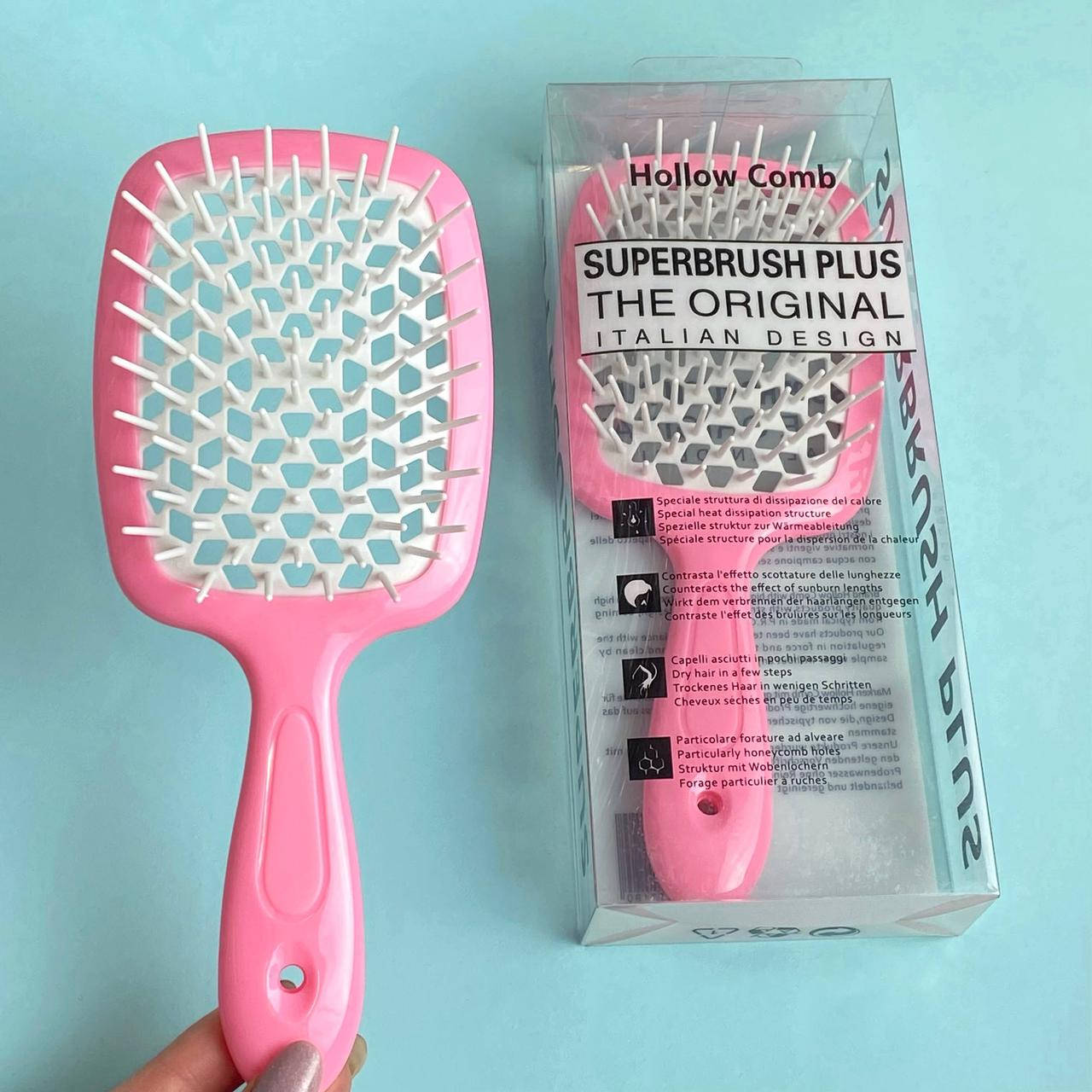 

Расческа для волос Superbrush Plus Hollow Comb, розовая, Розовый